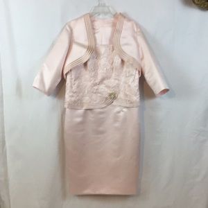 Pink Satin and Lace Mother of the Bride Dress